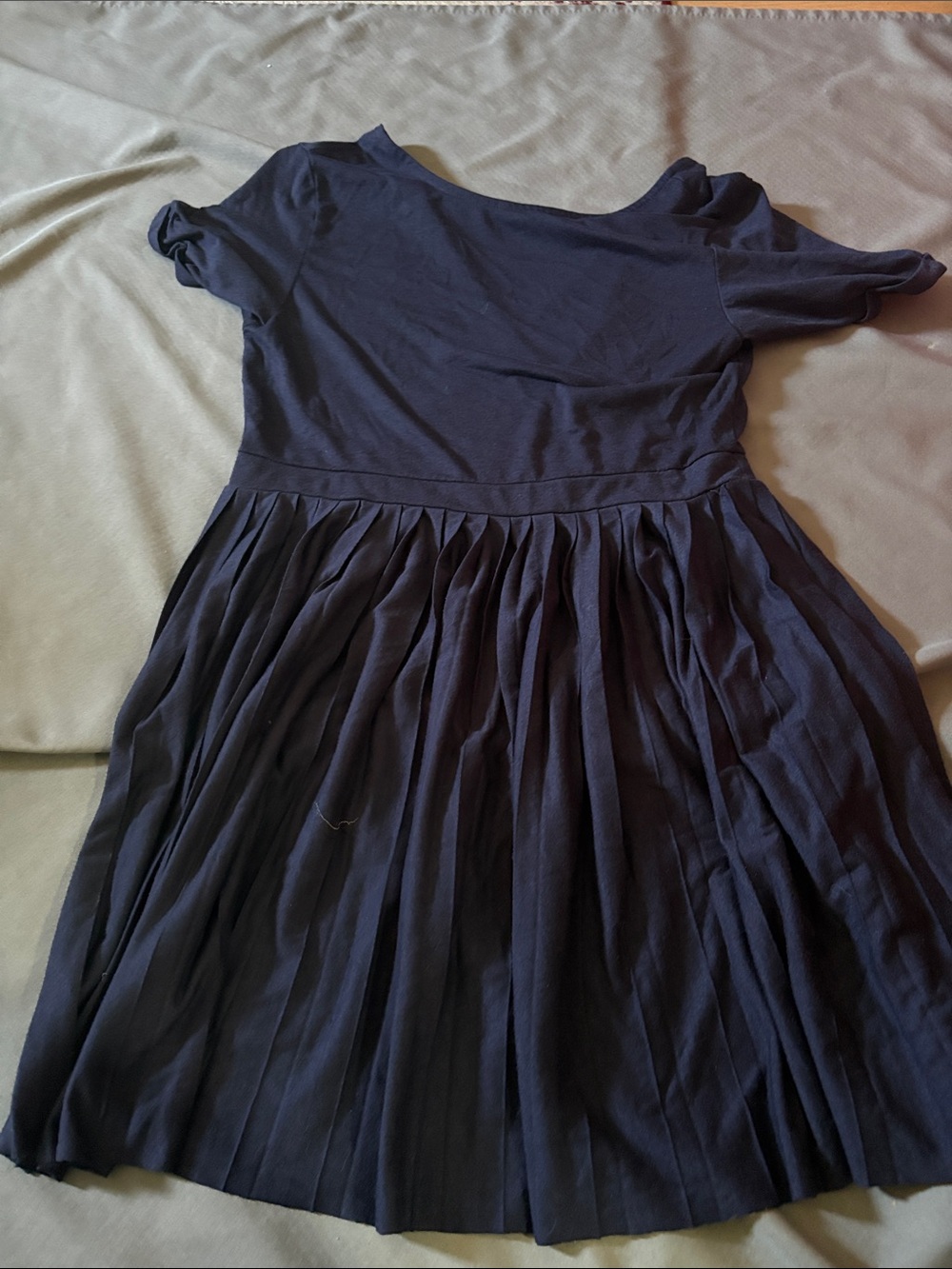 ASOS Navy Blue Pleated Short Sleeve Dress